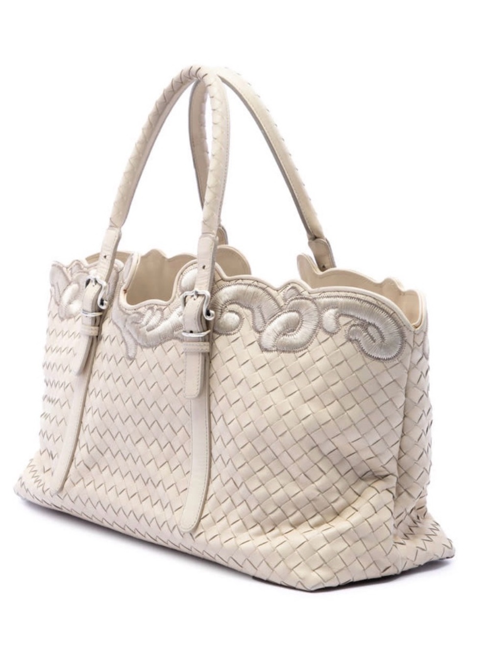 Bottega Veneta Embroidered Nappa Leather Intrecciato Tote Shoulder Bag & Dustbag